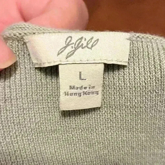 J. Jill Sage Green Over Lapping V Neck Long Sleeve Sweater Size Large - Picture 6 of 6